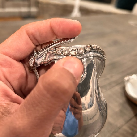 Stuart Weitzman Nudistcurve Glam Metallic Crystal Ankle-Strap Sandals - Picture 11 of 12